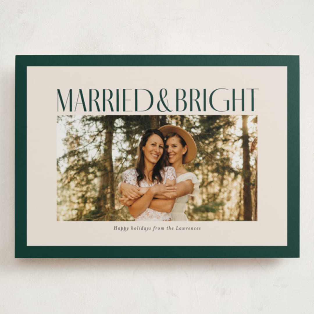 "Married & Bright" - Holiday Cards in Spruce by Ekko Studio - Front