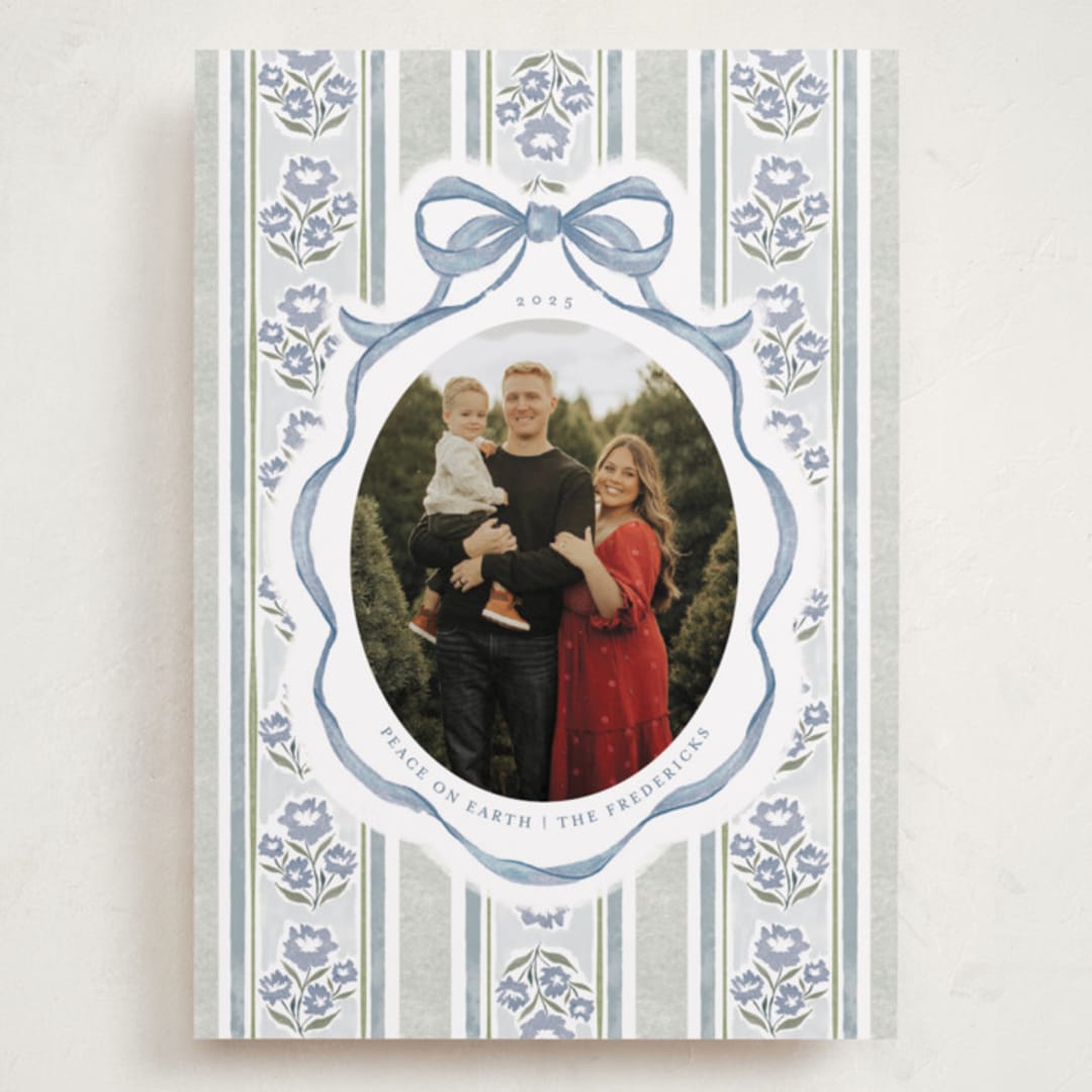 "Wildflower Holiday ribbon" - Holiday Cards in Blueberry by Jackie Crawford - Front