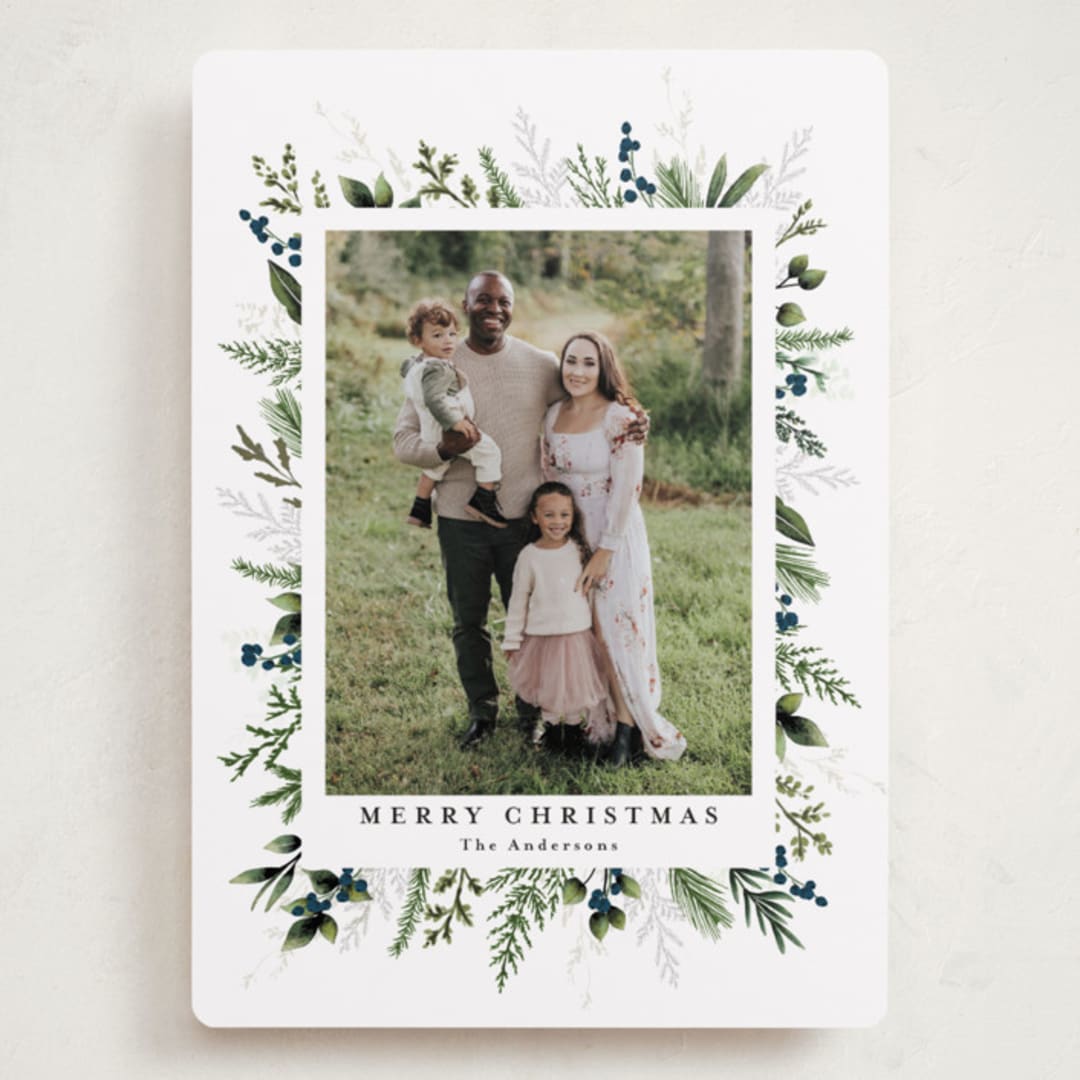 "Classic Greenery" - Holiday Cards in Winter Berry by Susan Moyal - Front