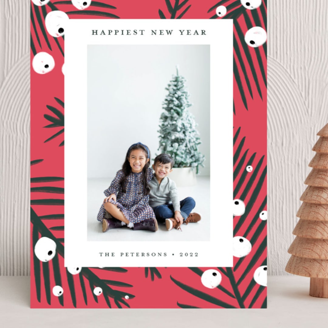 "White Berries" - Holiday Cards in Persimmon by Cricket and Bee - Front