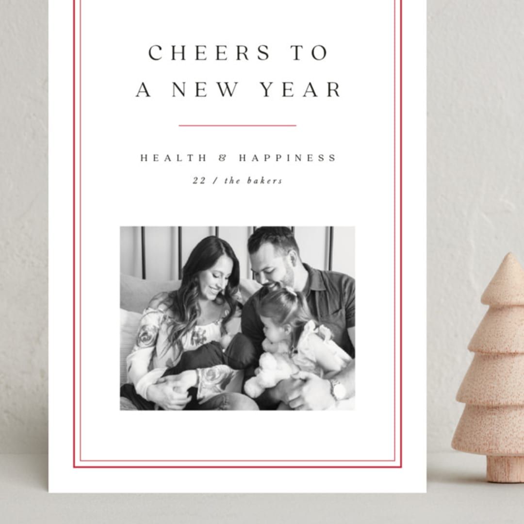 "Stripe Edge" - Holiday Cards in Snow by Amy Kross - Front