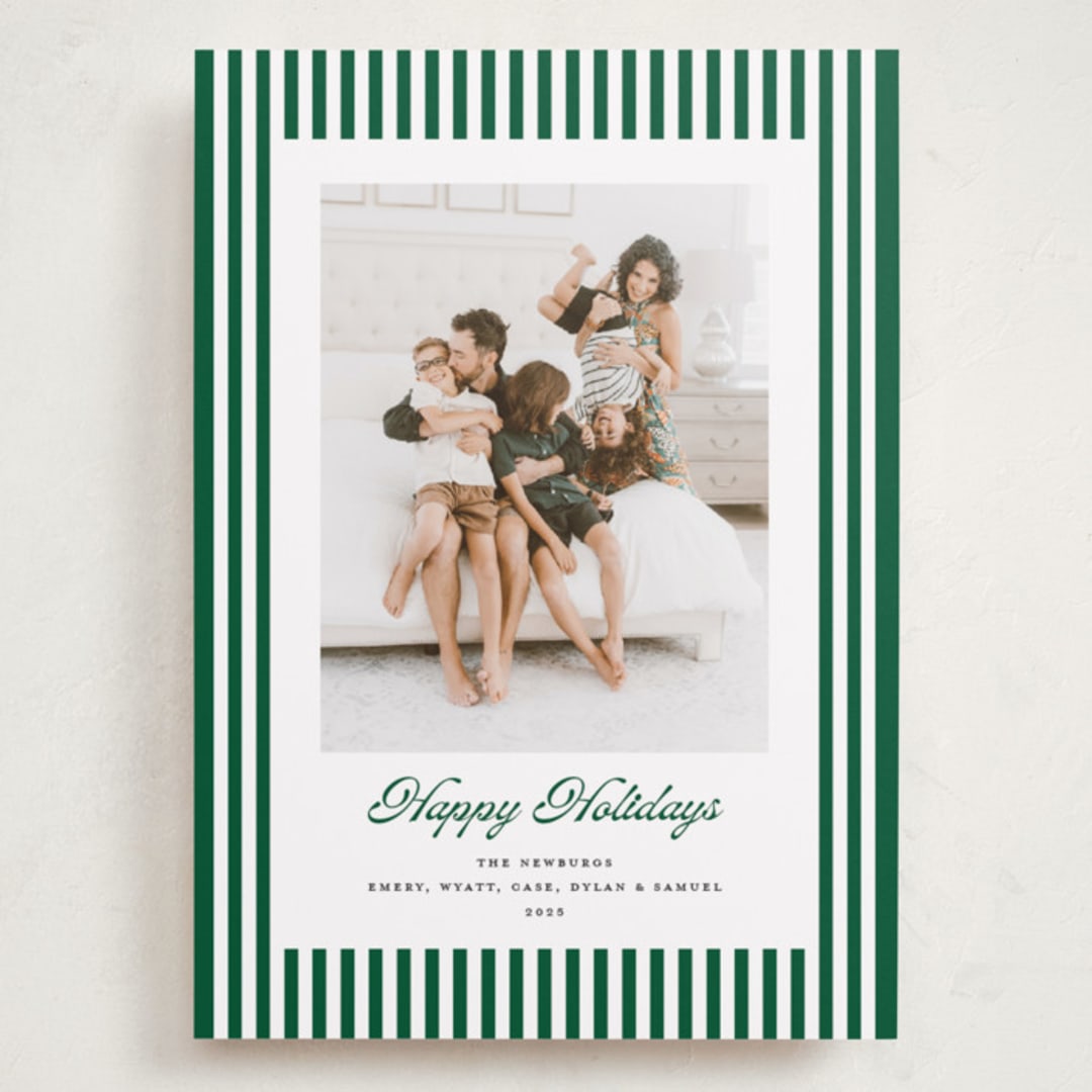 "Mini Cabana Stripes" - Holiday Cards in Pine by Erika Firm - Front