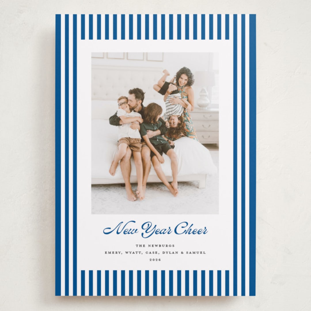 "Mini Cabana Stripes" - Holiday Cards in Ocean by Erika Firm - Front