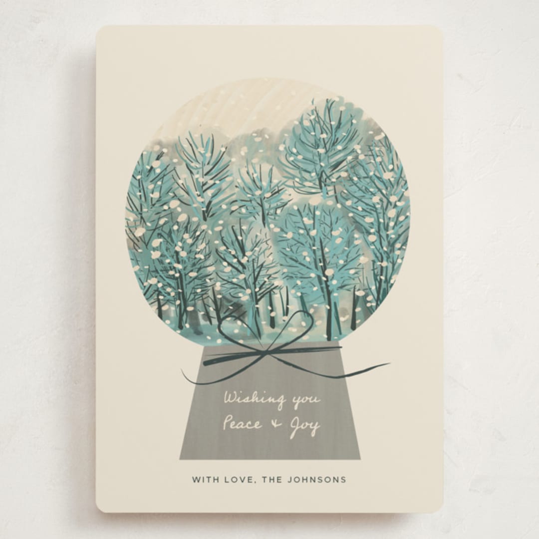 "Winter Forest Snow Globe" - Holiday Cards in Wintergreen by Ani Somi - Front