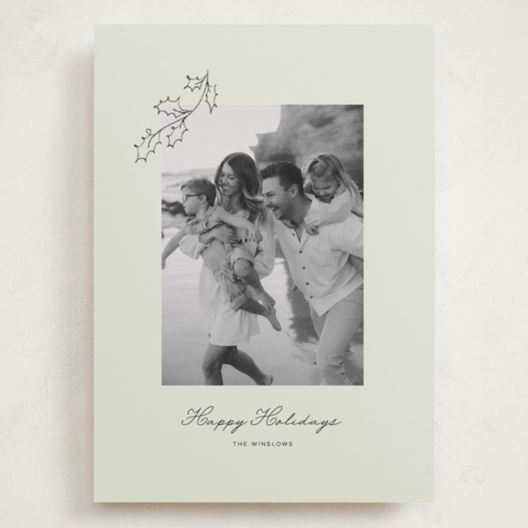 "Hung Holly" - Holiday Cards in Lime by Angela Garrick - Front