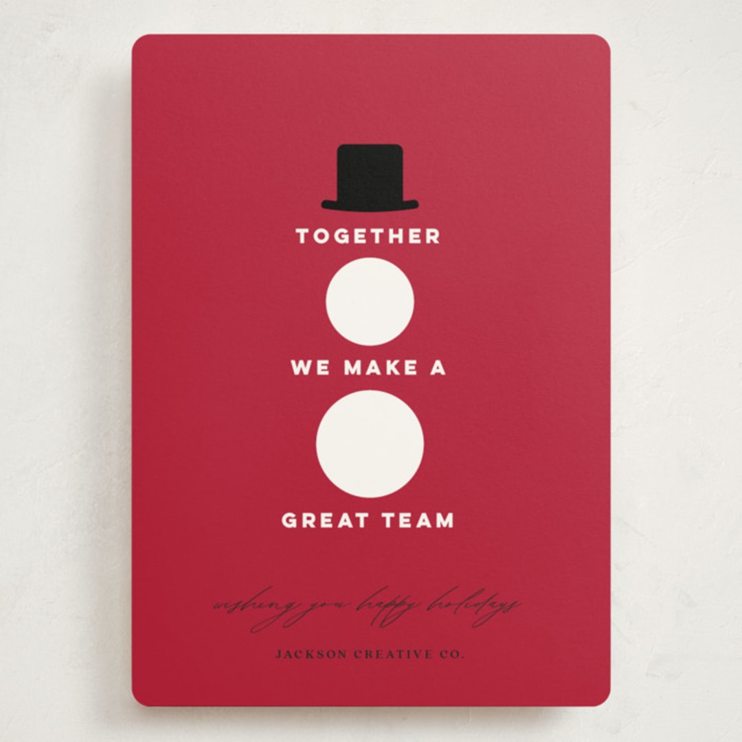 "Holiday Team" - Holiday Cards in Berry by Louise Kay - Front