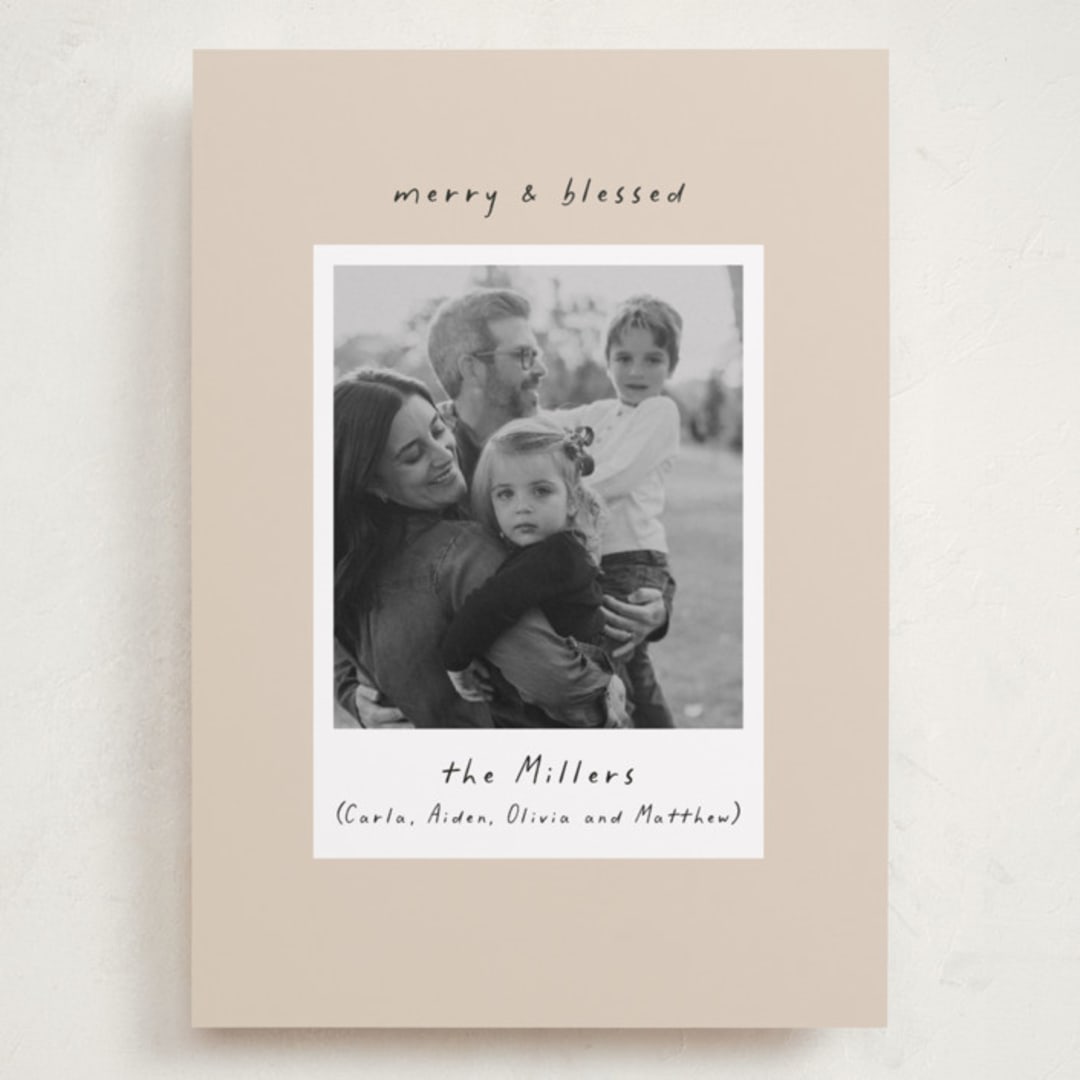"Blessed Frame" - Holiday Cards in Butter Cream by Mansi Verma - Front