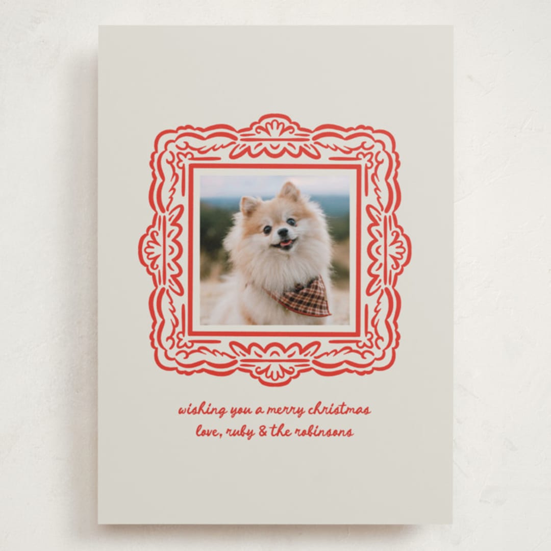 "Friendly Frame" - Holiday Cards in Berry by mo kelley - Front