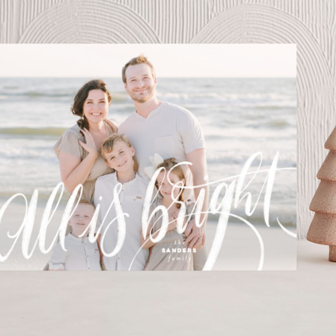 "All is Bright" - Holiday Cards in Frost by Pink House Press - Front