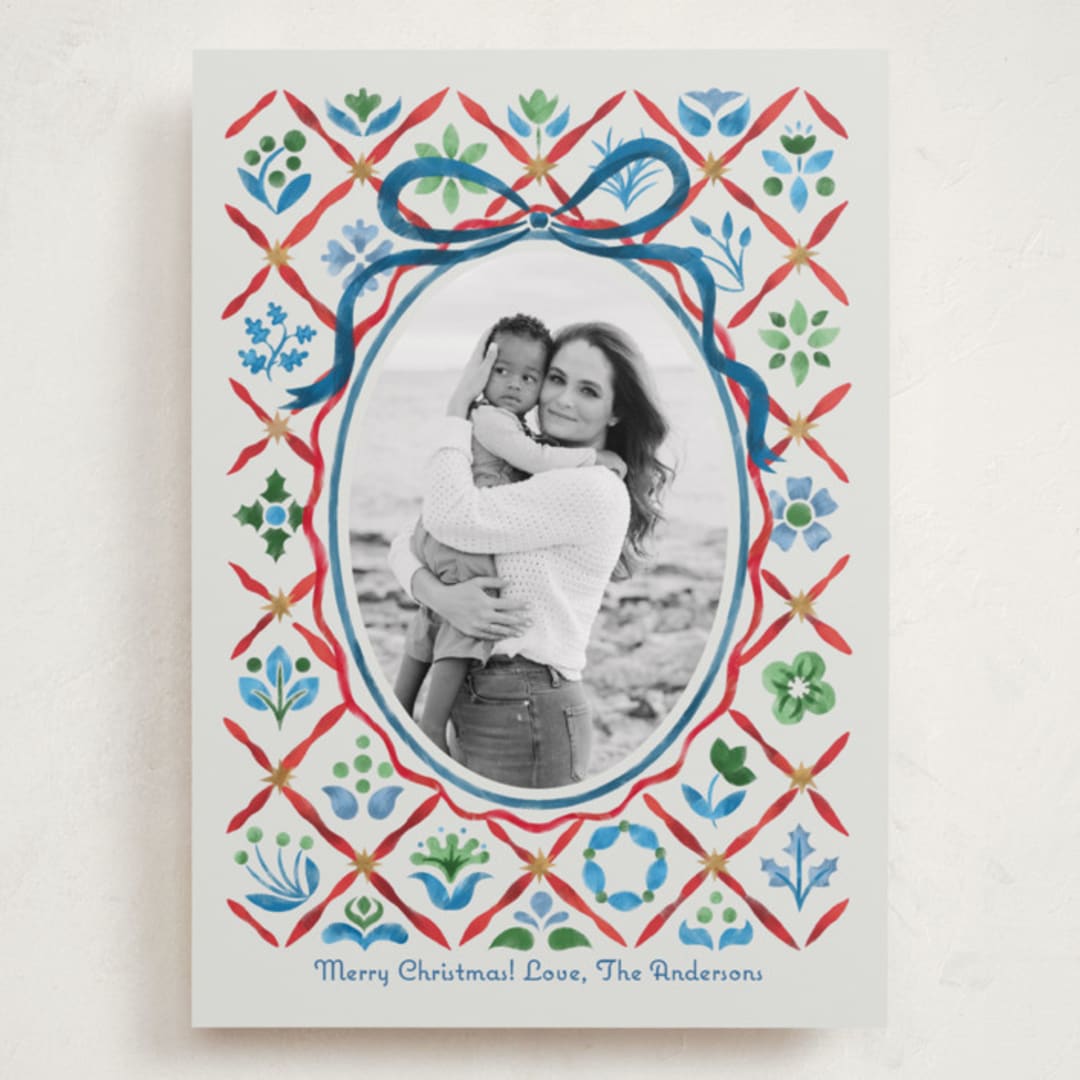 "Patchwork Christmas" - Holiday Cards in Wintermint by Paper Sun Studio - Front