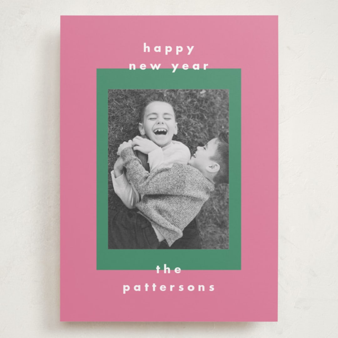 "Colorblock" - Holiday Cards in Watermelon by AK Graphics - Front