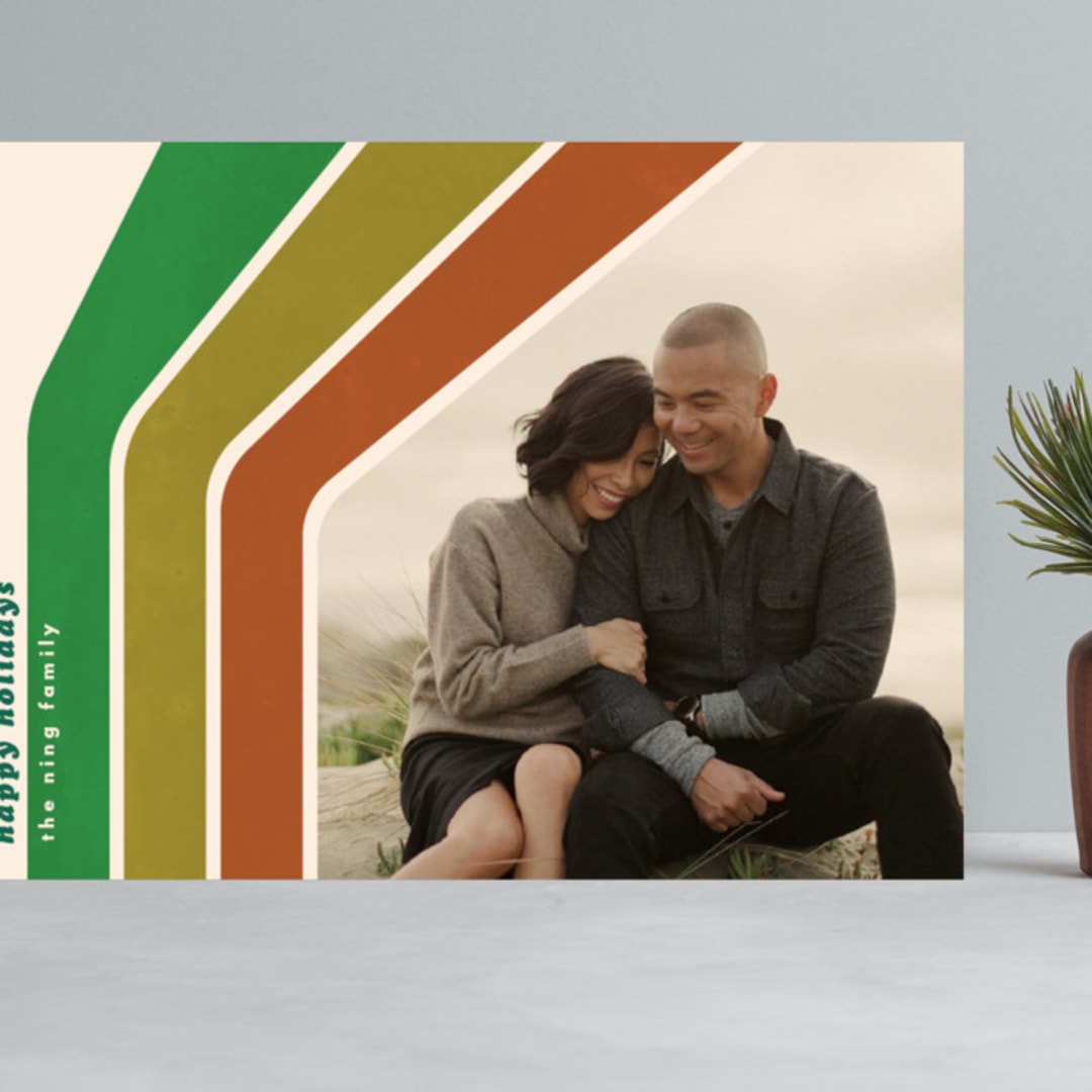 "Groovy Stripe" - Holiday Cards in Avocado by 2birdstone - Front
