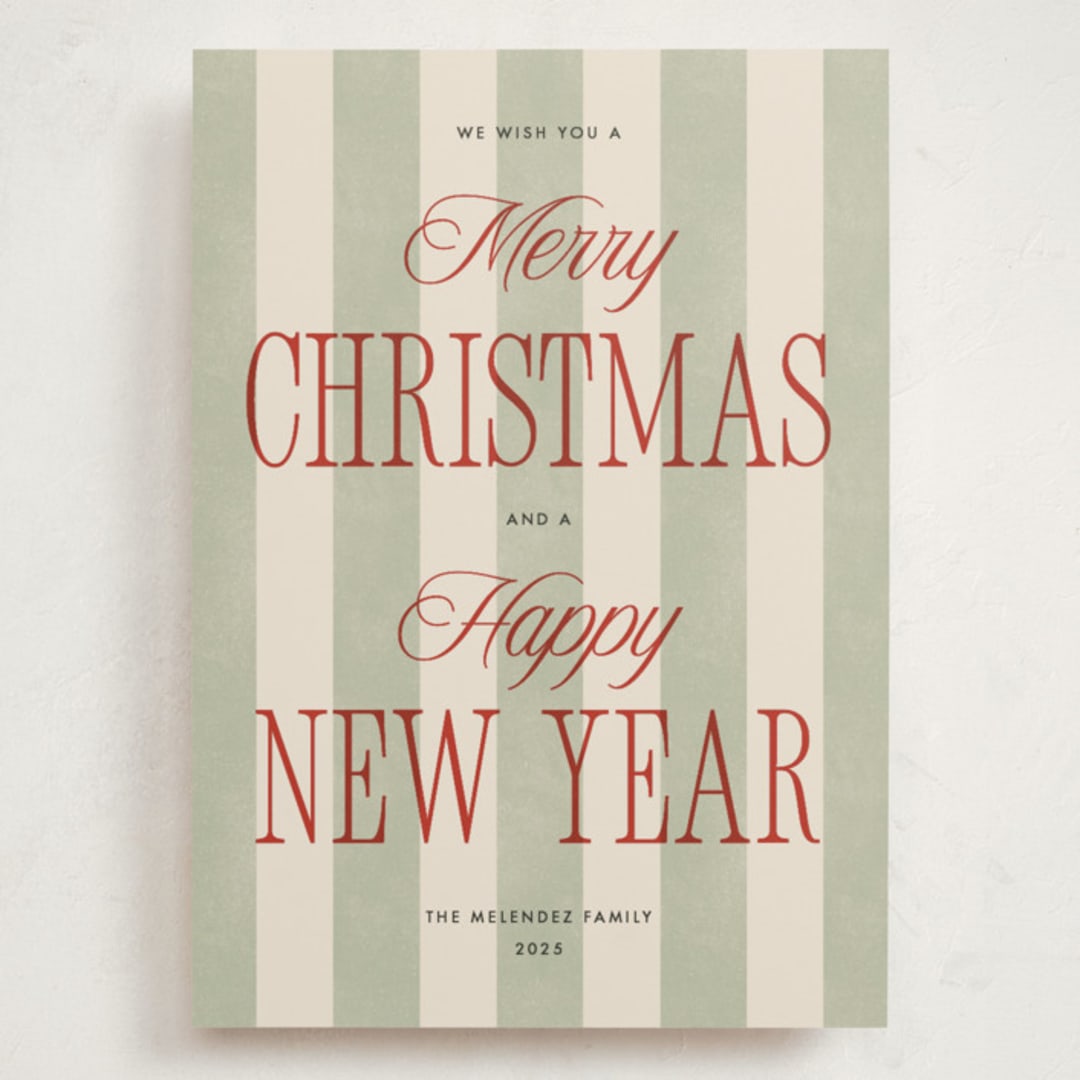 "Striped Type" - Holiday Cards in Stocking by Robert and Stella - Front