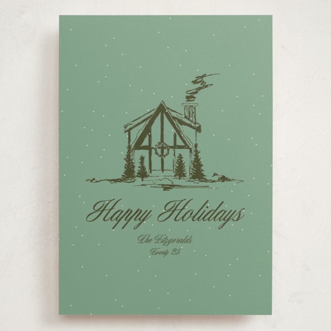 "Christmas Cabin" - Holiday Cards in Pine by Jen Ramsey - Front