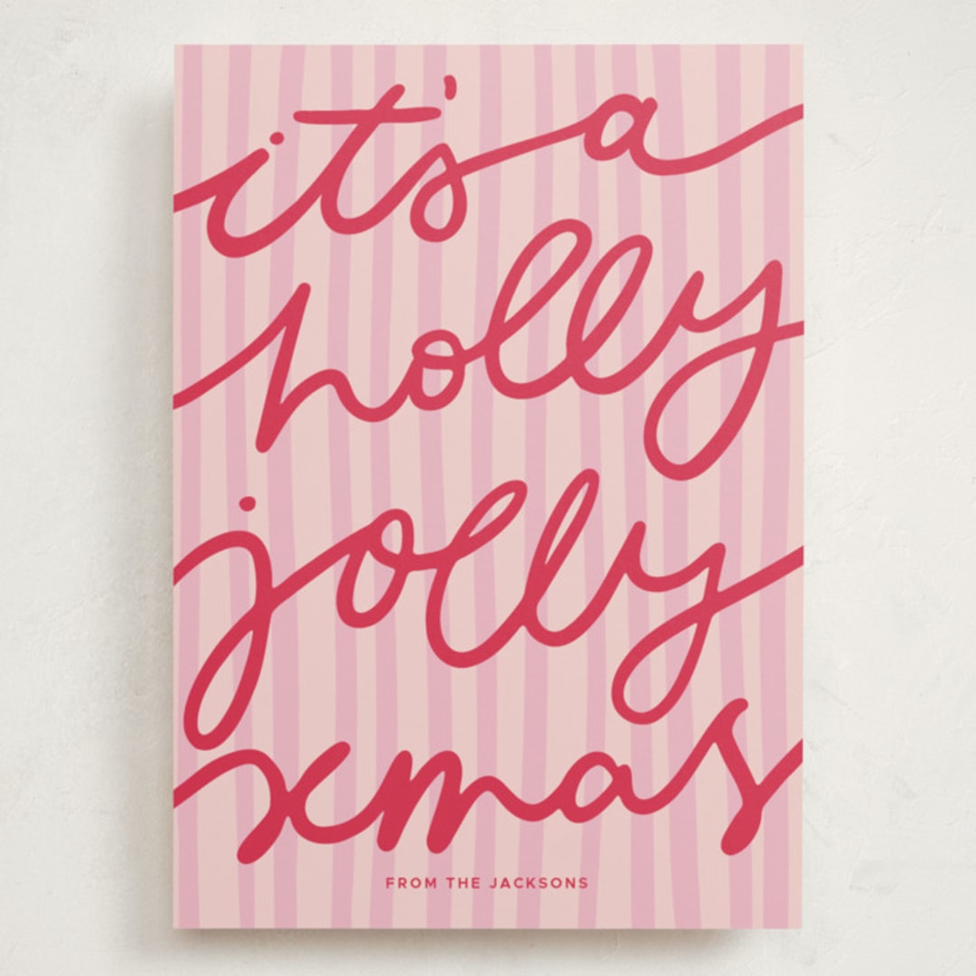"Holly Jolly Xmas" - Holiday Cards in Candy Cane by Abbigail Lim - Front