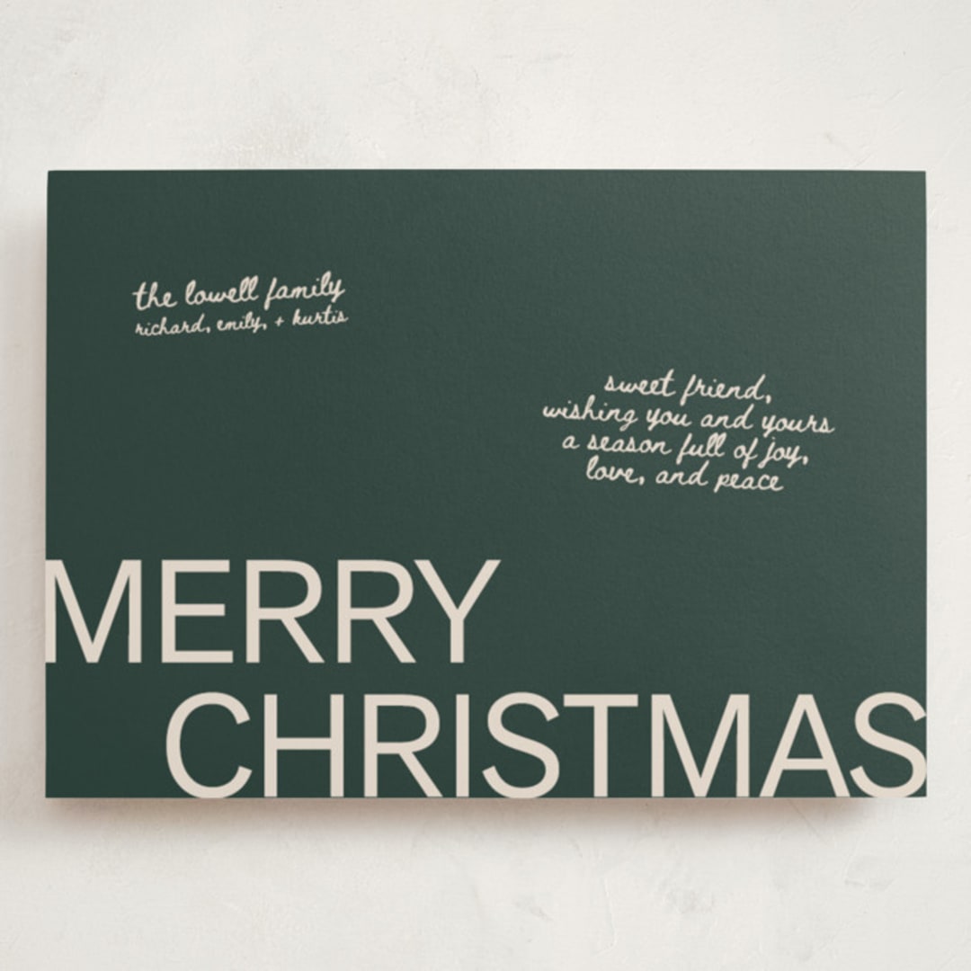 "Sweet Holiday Note" - Holiday Cards in Sage by Cleghorn Creative - Front