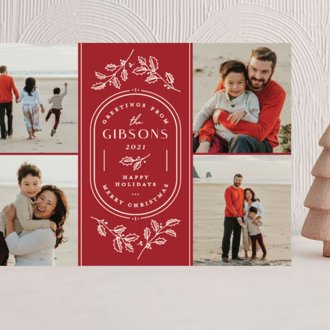 "Oval Emblem" - Holiday Cards in Scarlet by Paige Rothhaar - Front