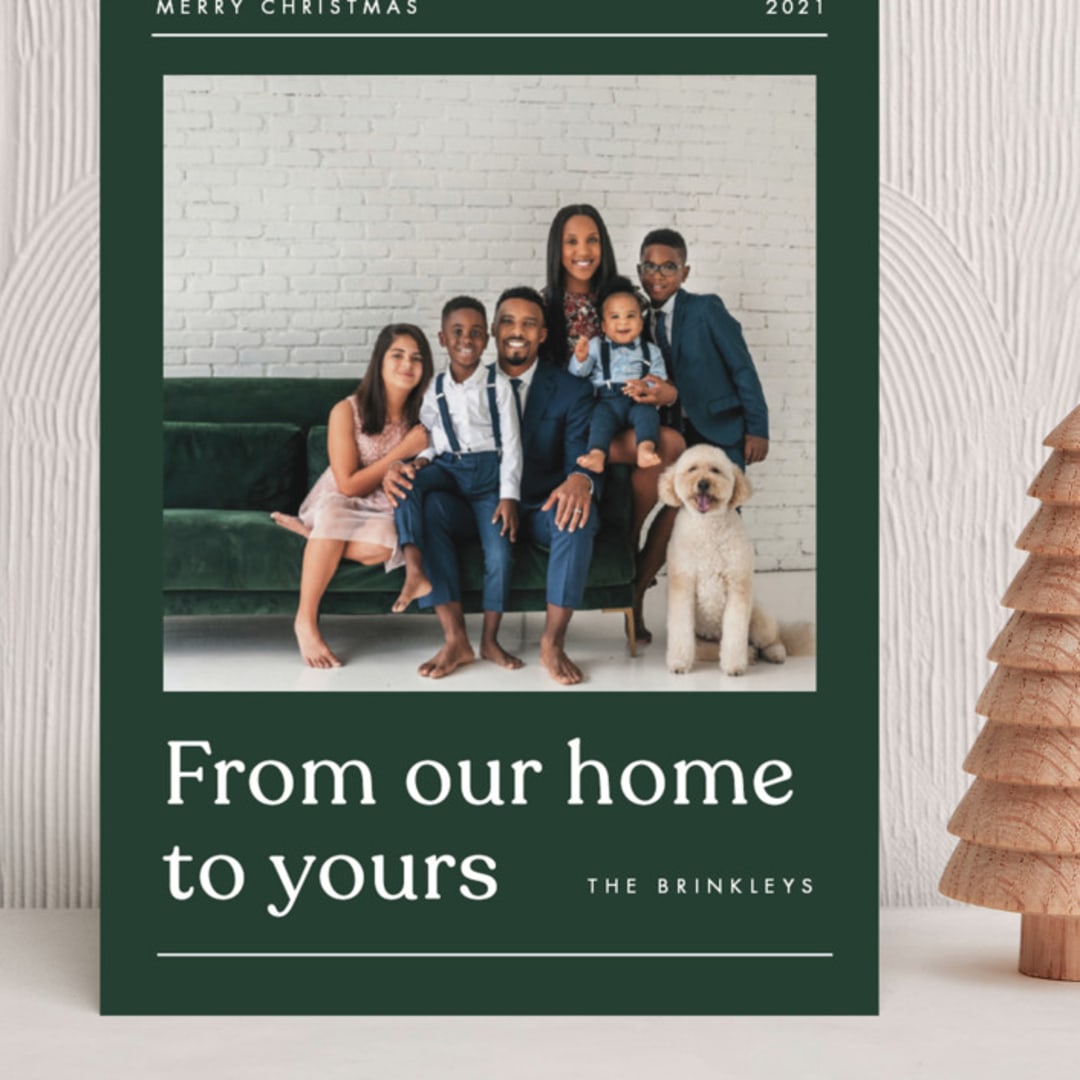 "House News" - Holiday Cards in Evergreen by Amy Kross - Front
