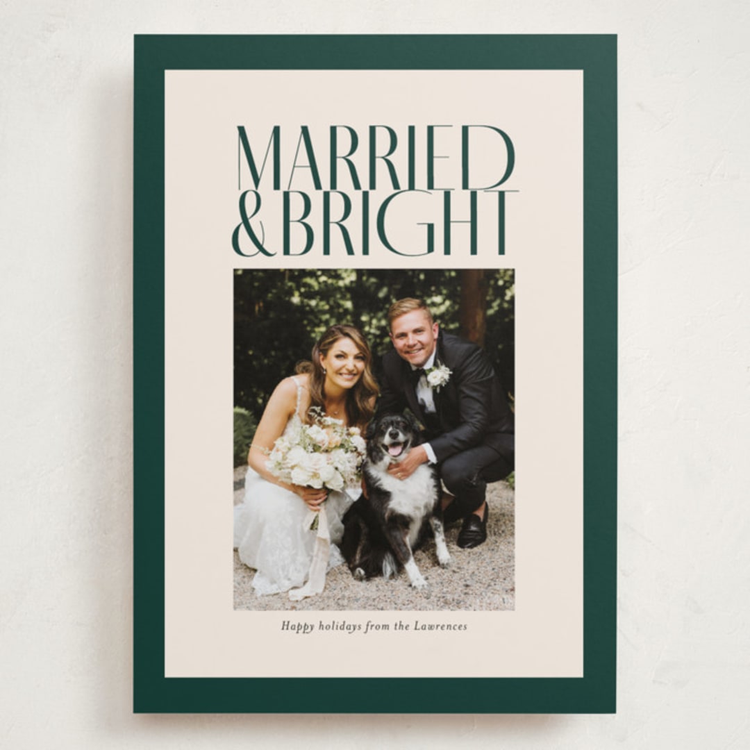 "Married & Bright" - Holiday Cards in Spruce by Ekko Studio - Front