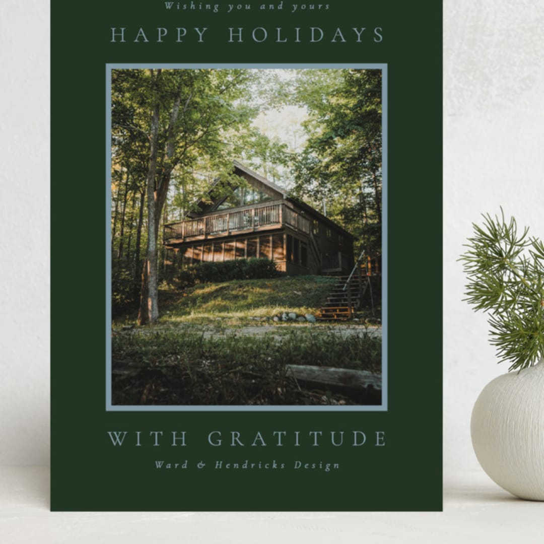 "Book Plate" - Holiday Cards in Pine by Amy Kross - Front