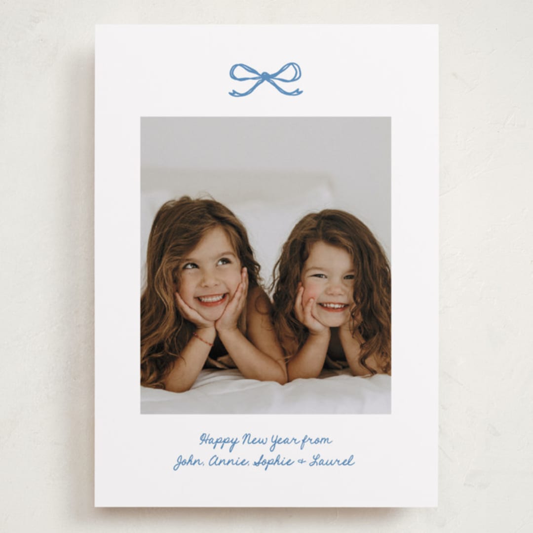 "Mini Bow" - Holiday Cards in Blue Spruce by Kelly Watkins - Front