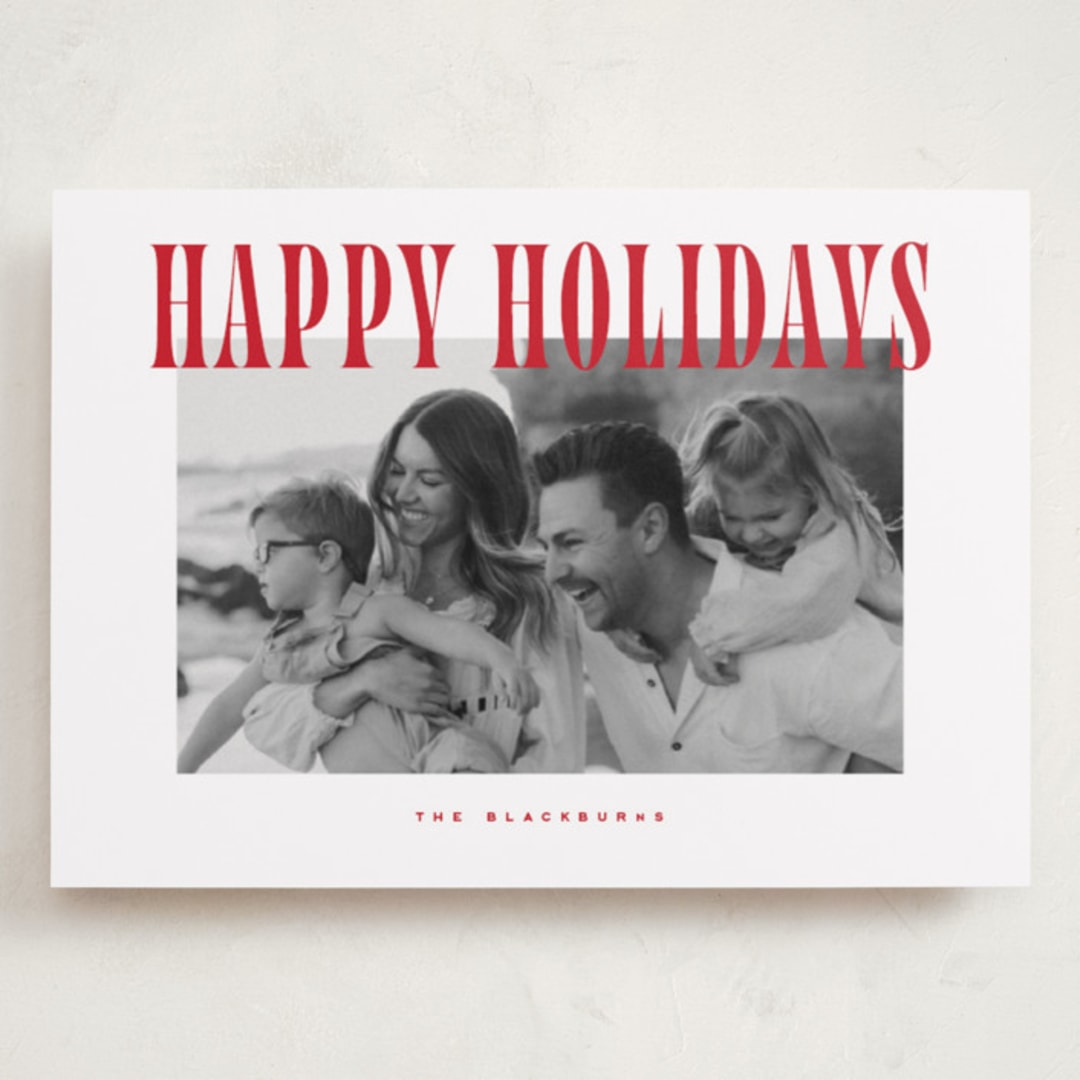 "Happy Holidays!" - Holiday Cards in Candy Cane by Wildfield Paper Co - Front