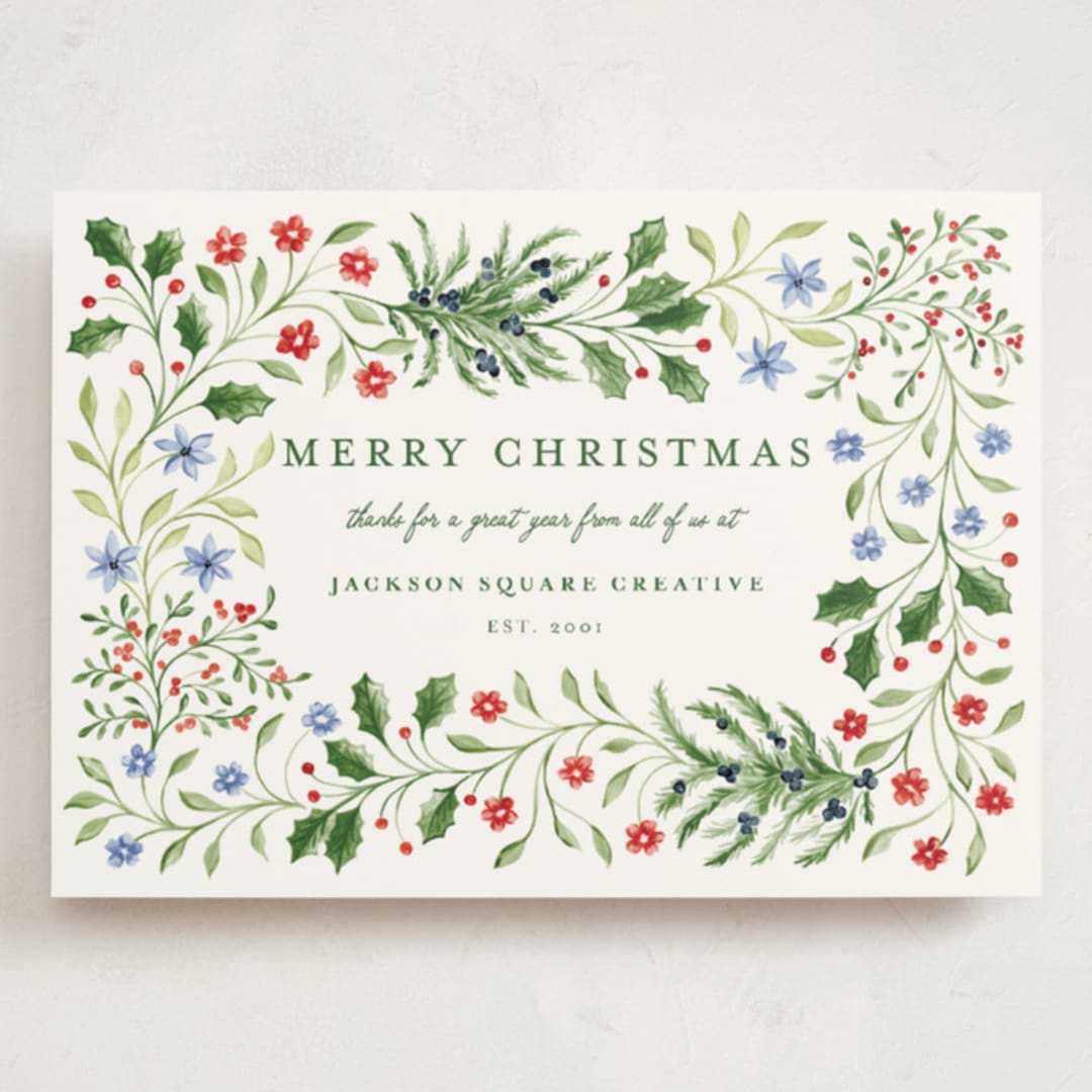 "Sophia" - Holiday Cards in Juniper by Sarah Knight - Front