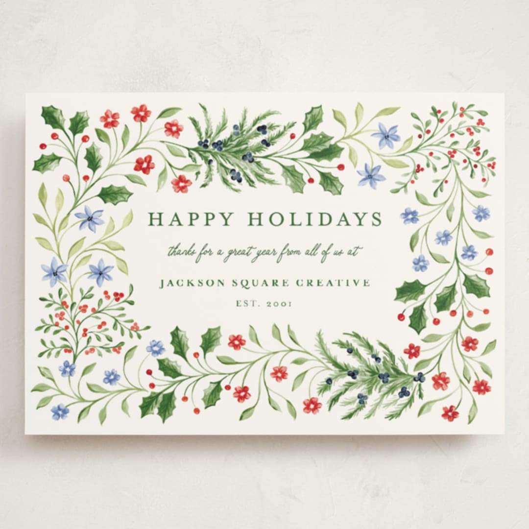 "Sophia" - Holiday Cards in Juniper by Sarah Knight - Front