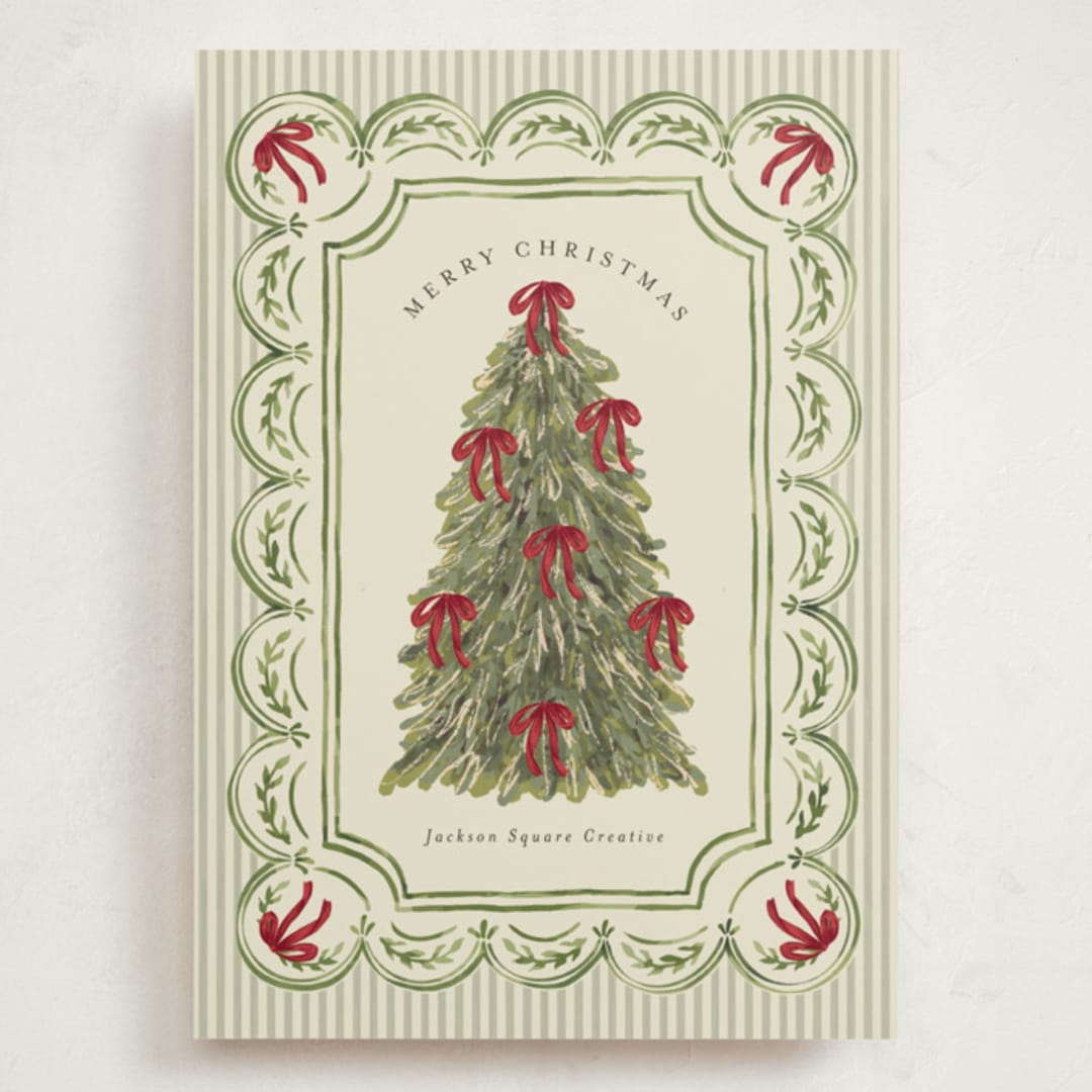 "Holiday Bow tree" - Holiday Cards in Evergreen by Chris Griffith - Front