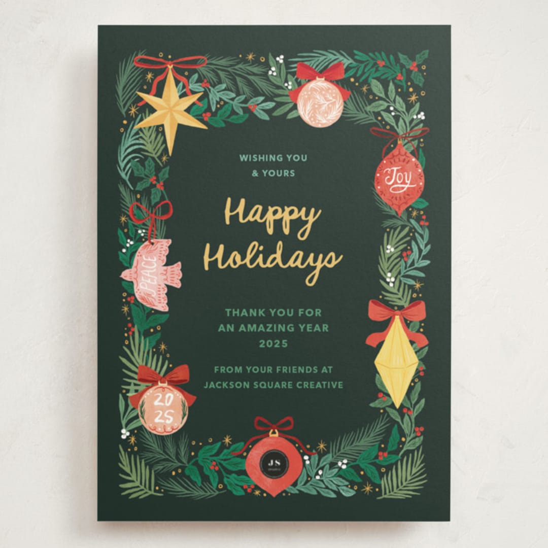 "Ornaments" - Holiday Cards in Pine by Elly - Front