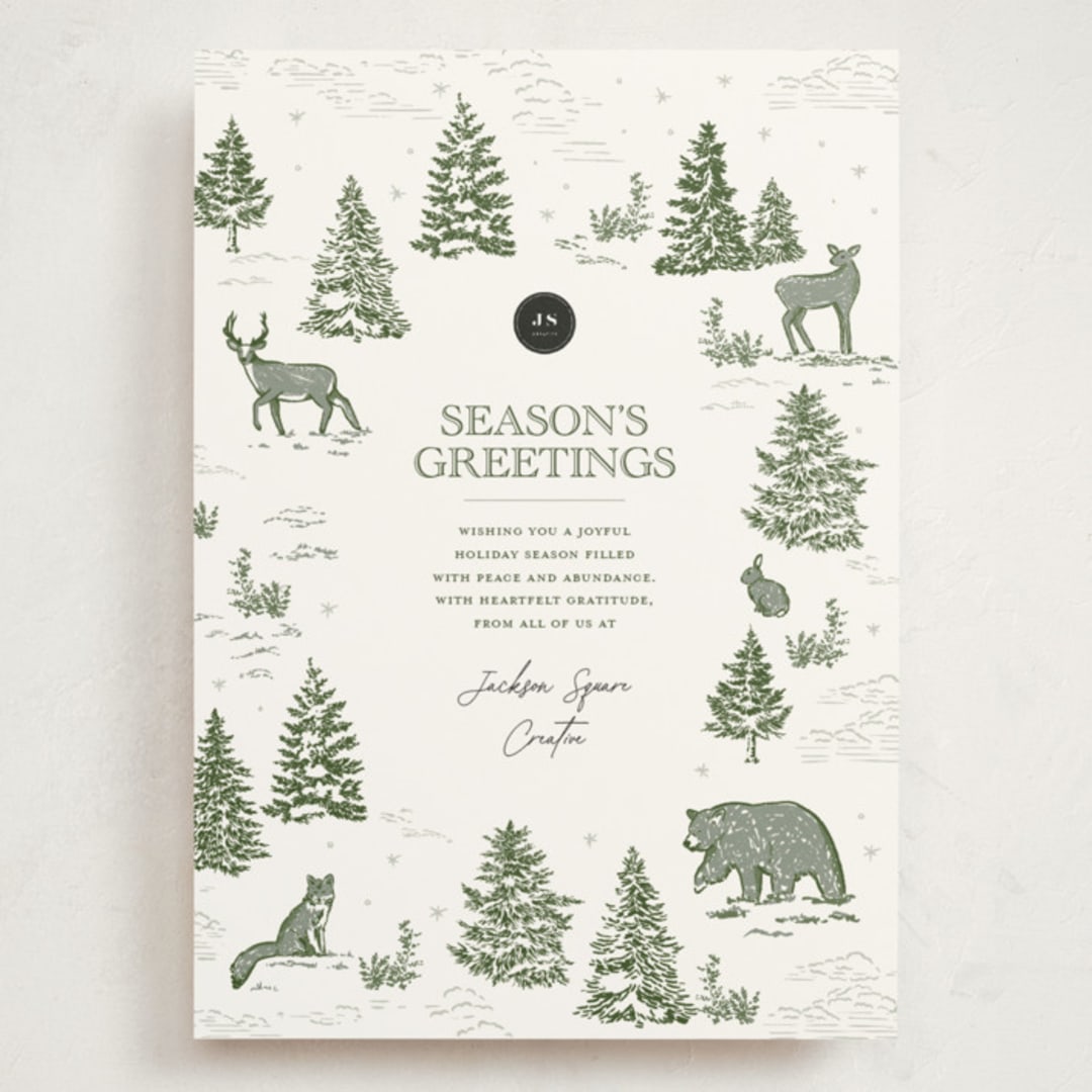 "Forest Animals" - Holiday Cards in Pine by Jenna Holcomb - Front