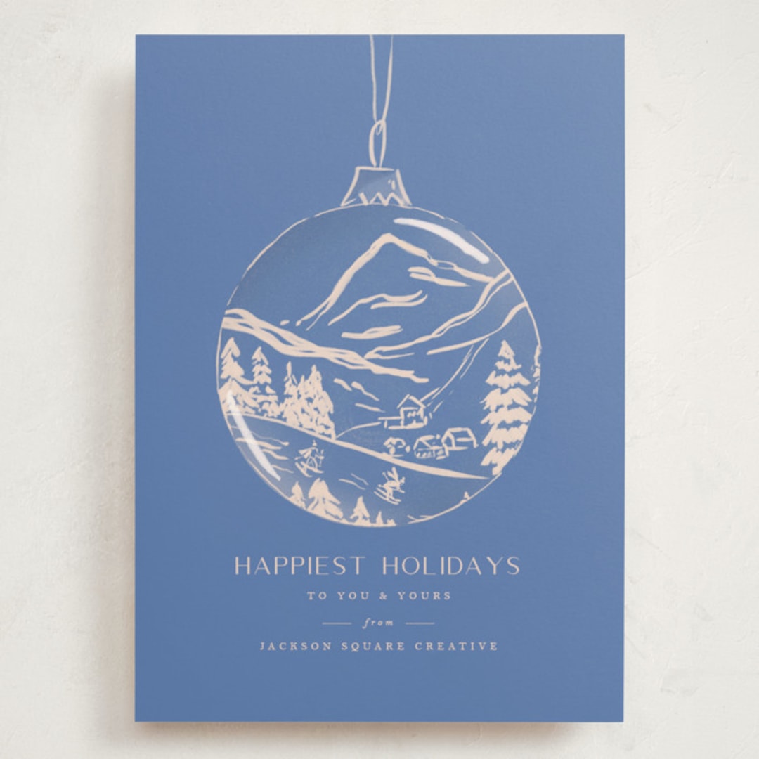 "Painted Ornament" - Holiday Cards in Sapphire by Vera Lim - Front
