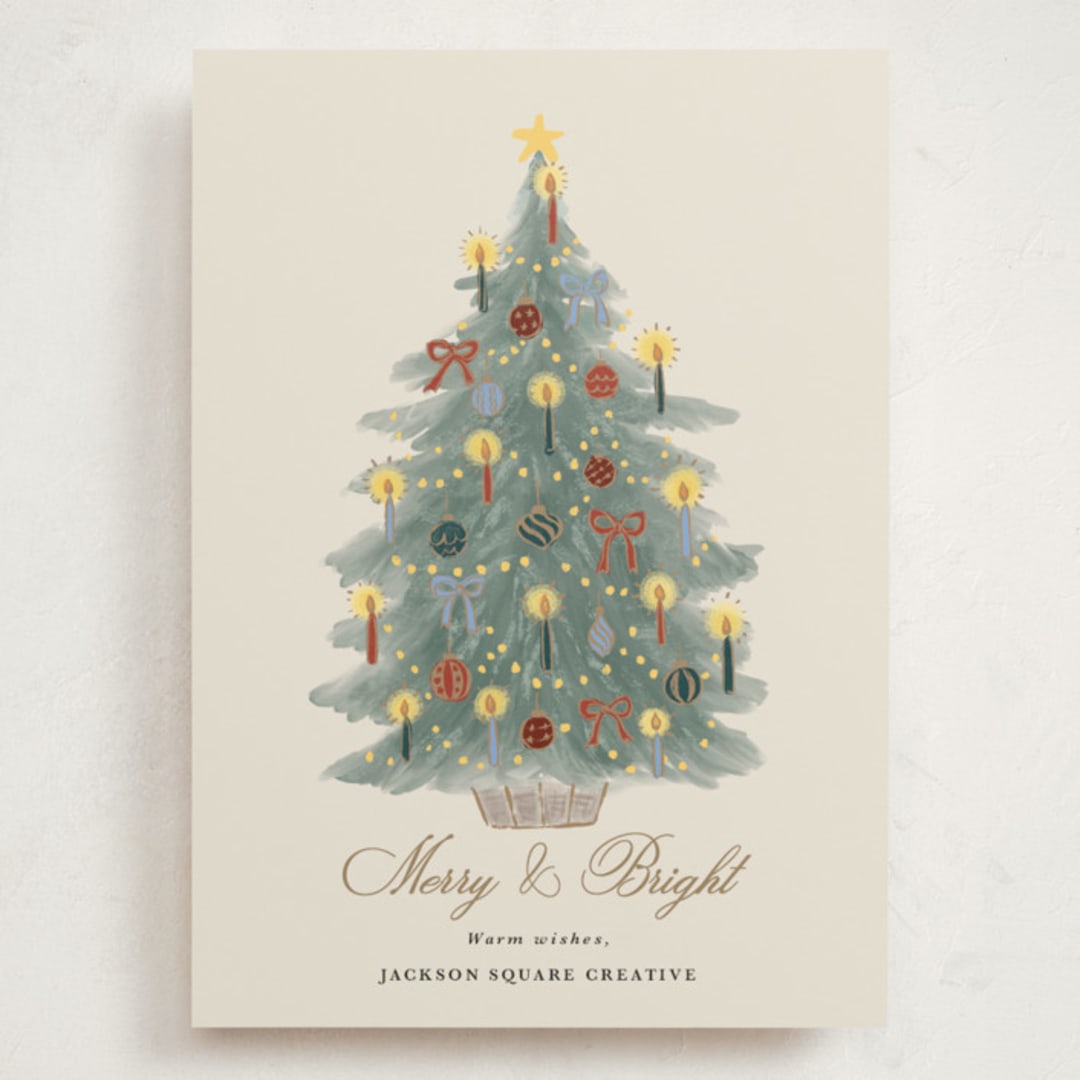 "Candlelit Christmas" - Holiday Cards in Winter Mint by Cass Loh - Front