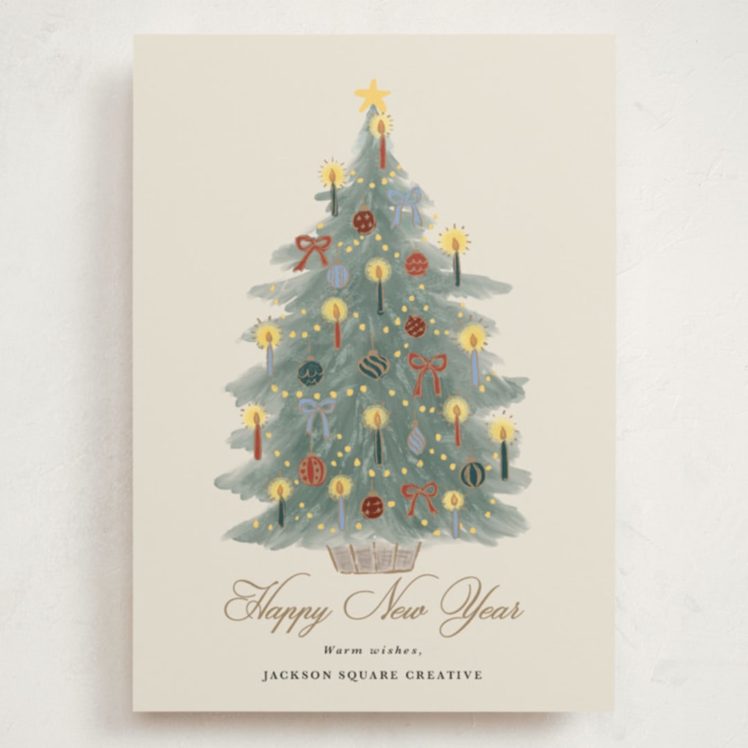 "Candlelit Christmas" - Holiday Cards in Winter Mint by Cass Loh - Front