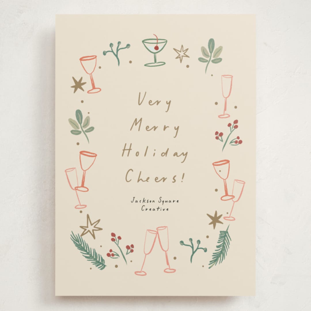 "a Very Merry Holiday Cheers" - Holiday Cards in Champagne by Ani Somi - Front
