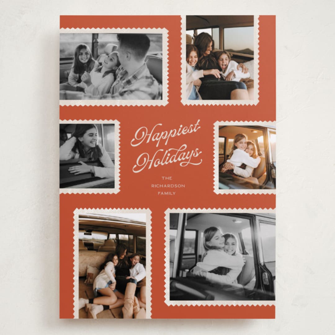 "Patchwork" - Holiday Cards in Cardinal by Pixel and Hank - Front