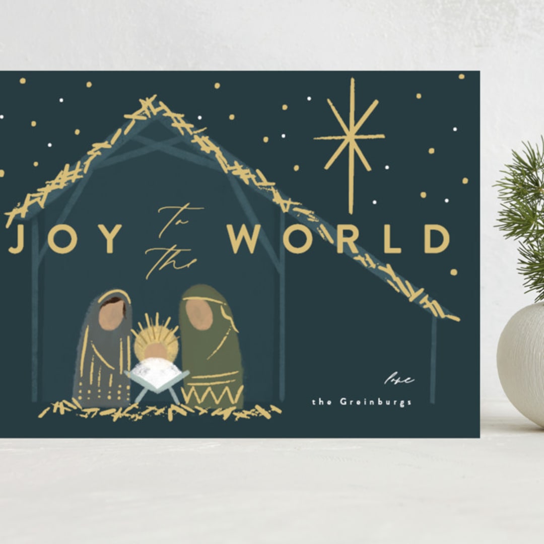 "Nativity" - Holiday Cards in Midnight by Rebecca Durflinger - Front