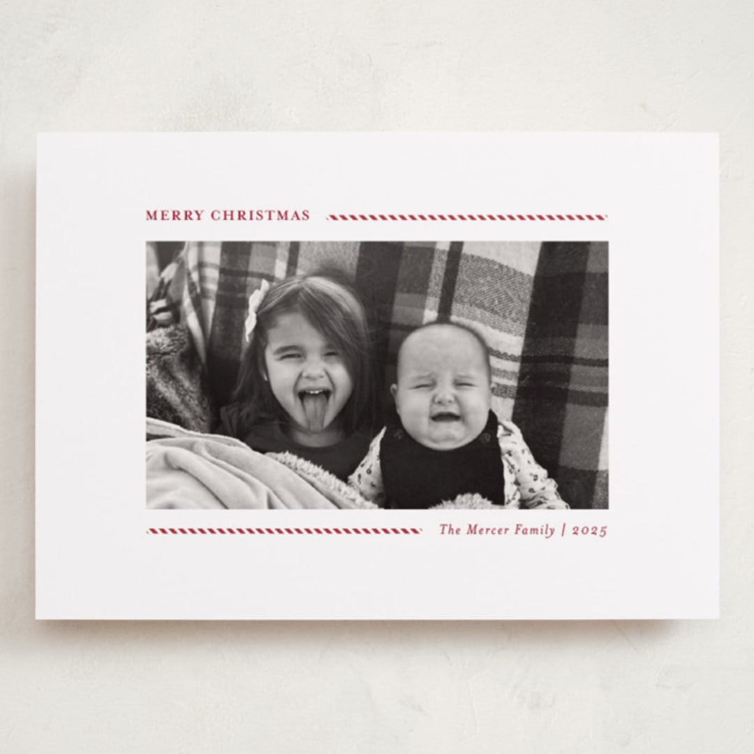 "Candy Cane Lines" - Holiday Cards in Candy Cane by Allison Orszak - Front