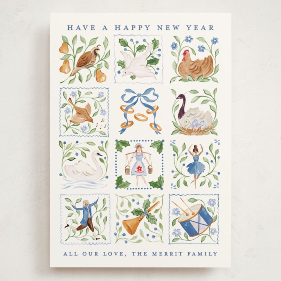 "12 days of Christmas stamps" - Holiday Cards in Goose Egg by Sarah Knight - Front
