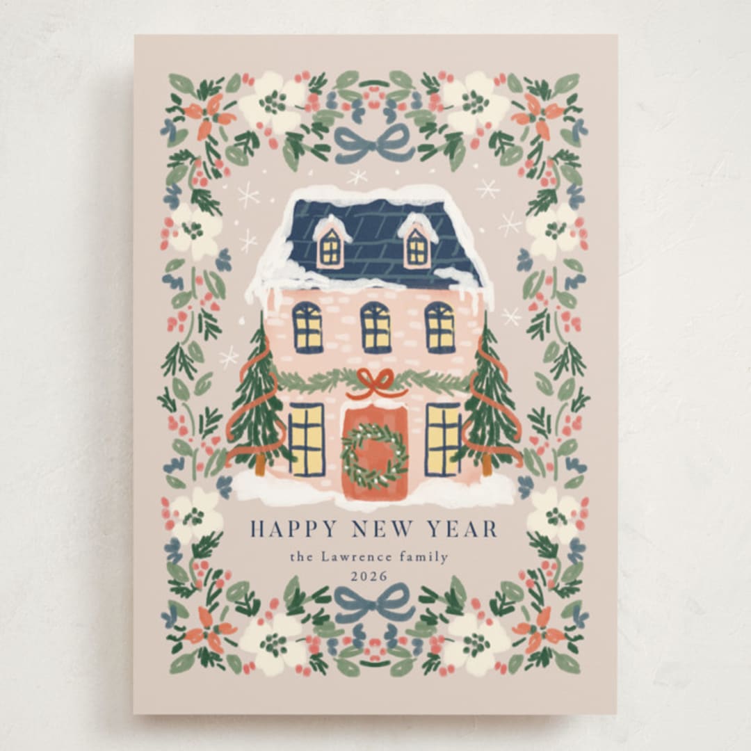"Little Housey" - Holiday Cards in Winter Rose by Petra Kern - Front