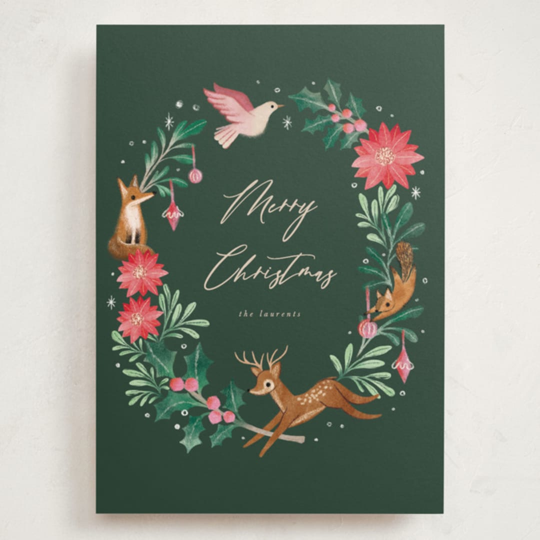 "Woodland Wreath" - Holiday Cards in Forest by Vivian Yiwing - Front
