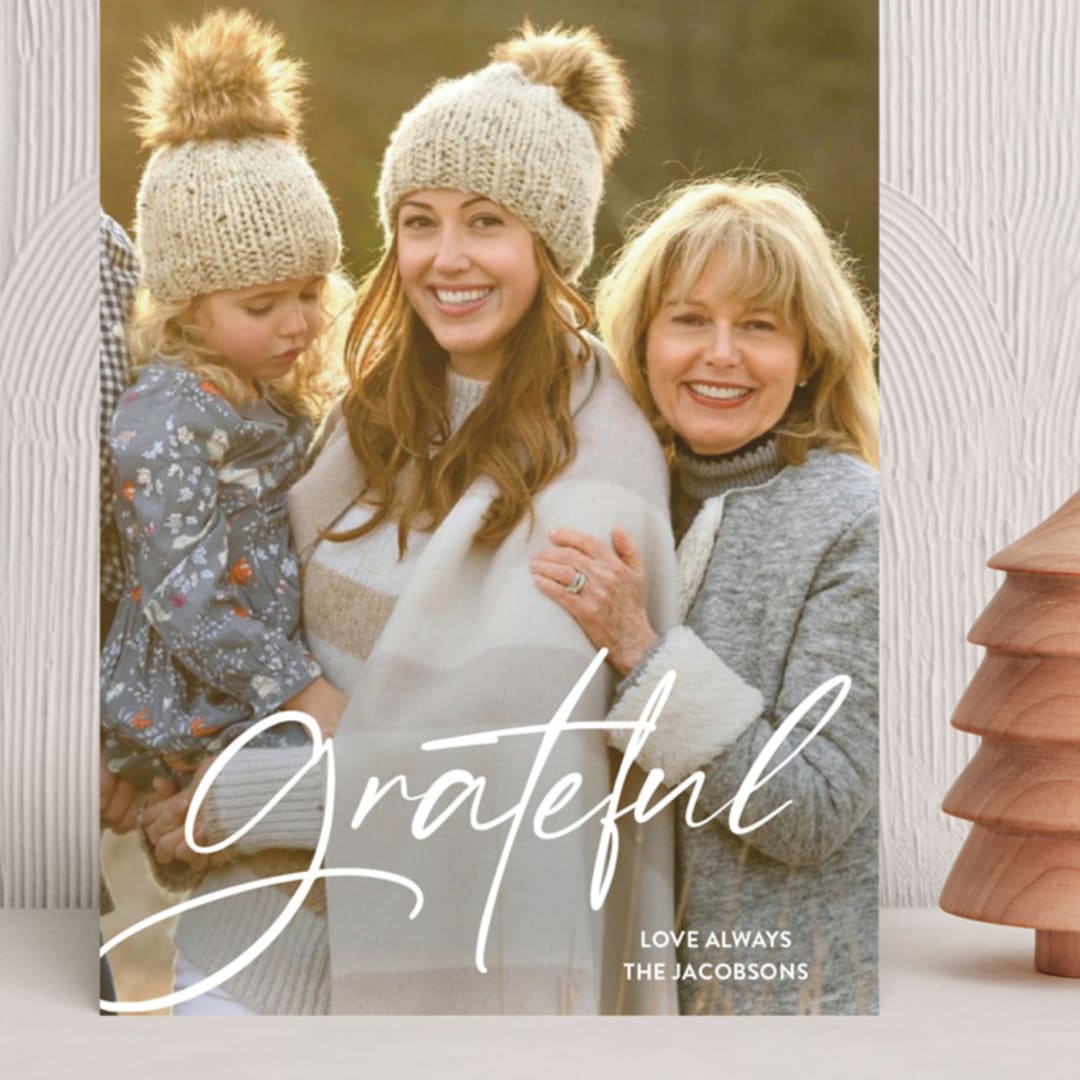 "Grateful always" - Holiday Cards in Snow by Annie Walker - Front