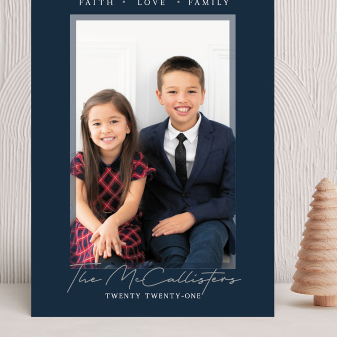 "Faith Love Family Border" - Holiday Cards in Twilight by Rebecca Rueth - Front