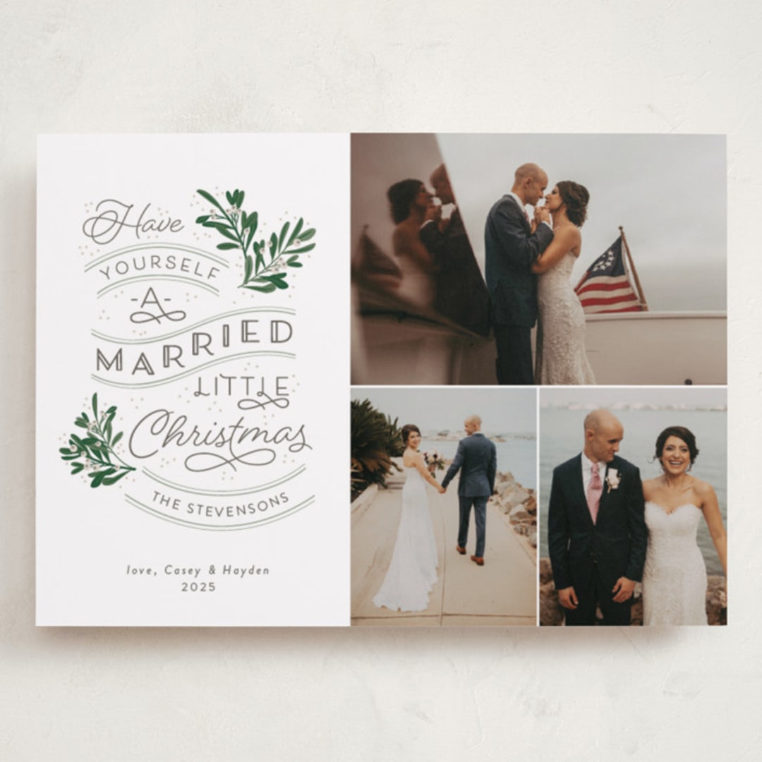 "A Little Married" - Holiday Cards in Evergreen by Sarah Brown - Front