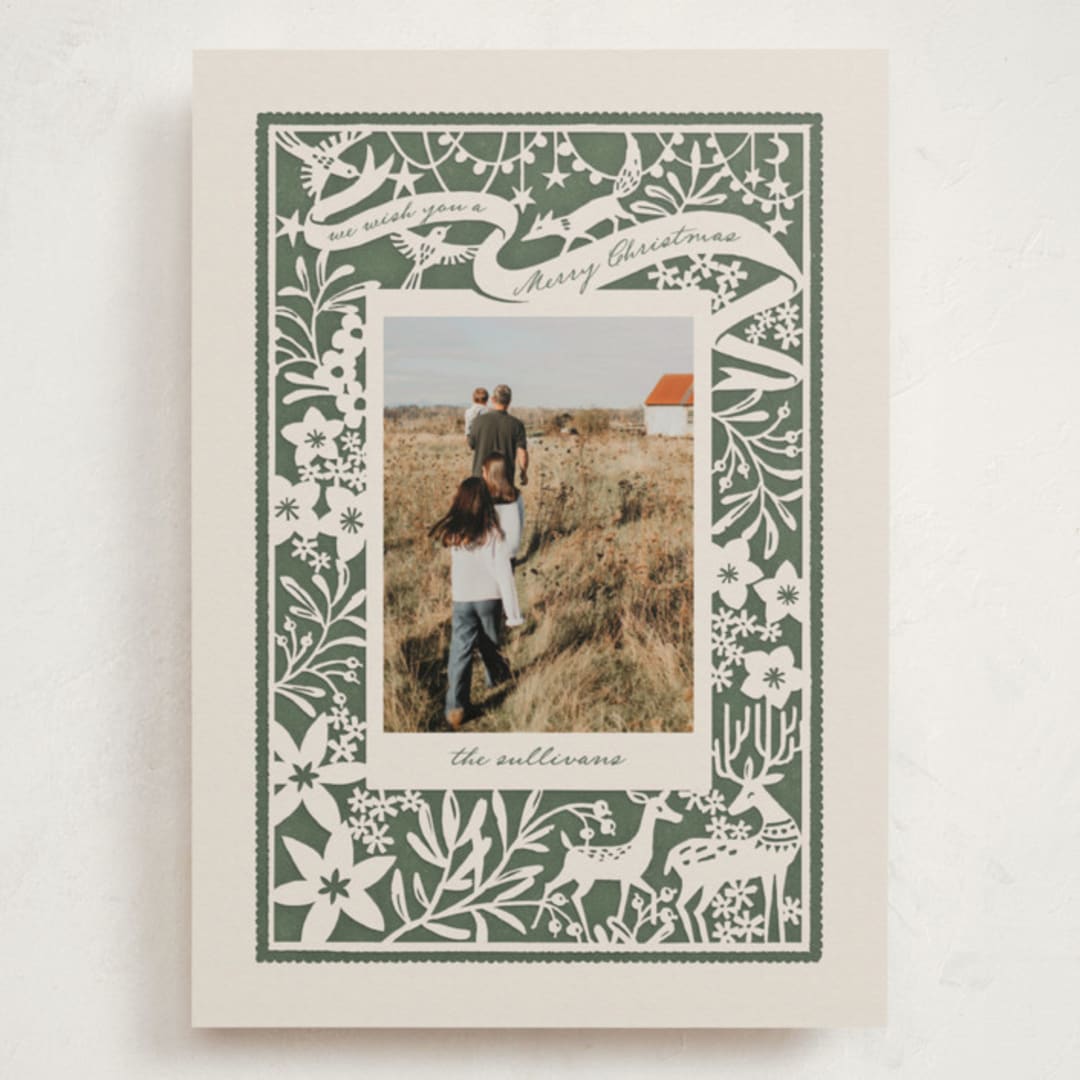 "Woodland Papercut" - Holiday Cards in Pine by Leia Matt - Front