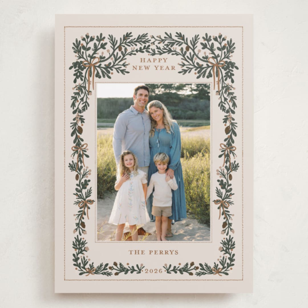 "Merriest Botanicals" - Holiday Cards in Champagne by Angel Walker - Front