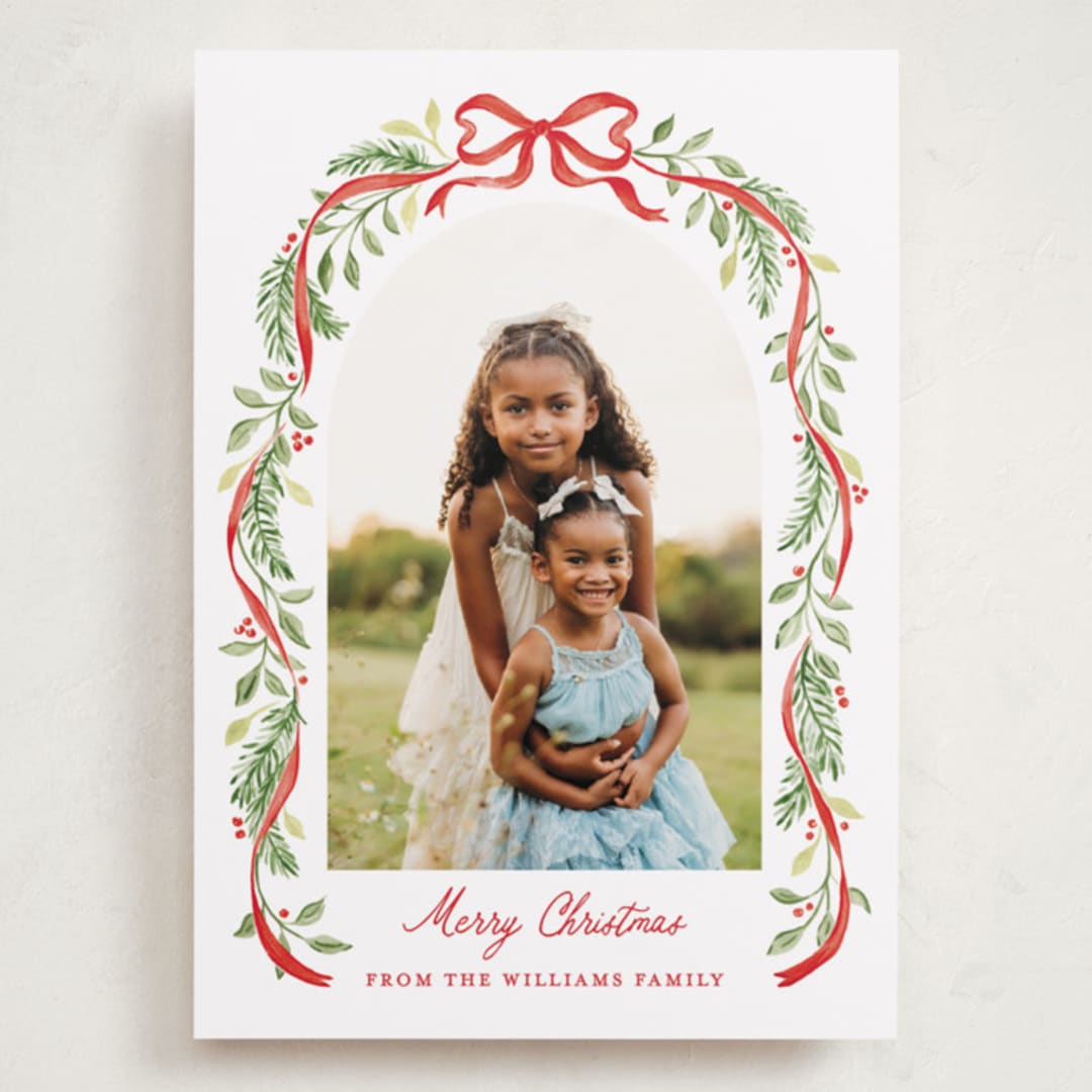 "Ribbon arch" - Holiday Cards in Cardinal by Sarah Knight - Front