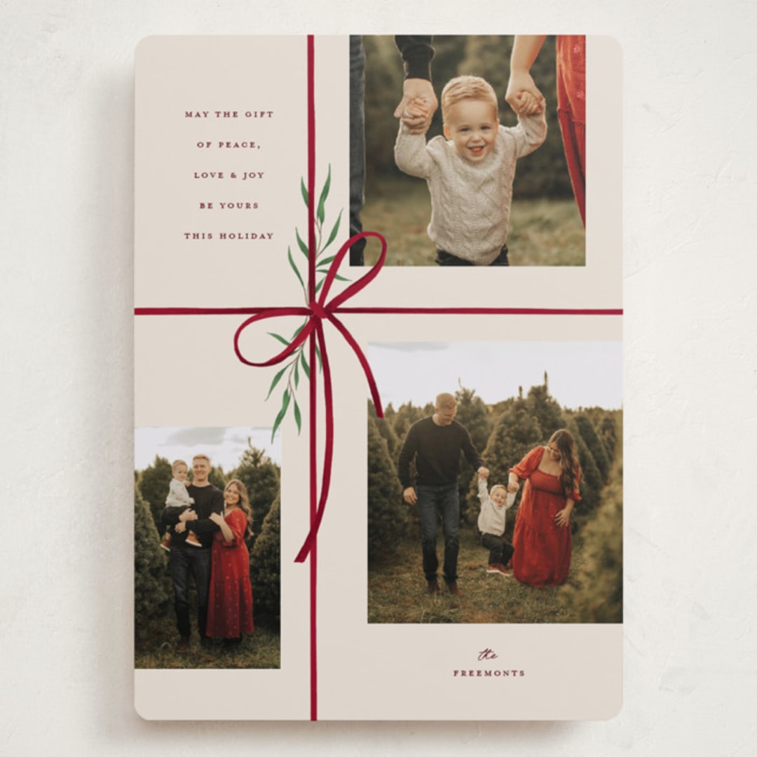 "Holiday gifts" - Holiday Cards in Burgundy by Susan Zinader - Front