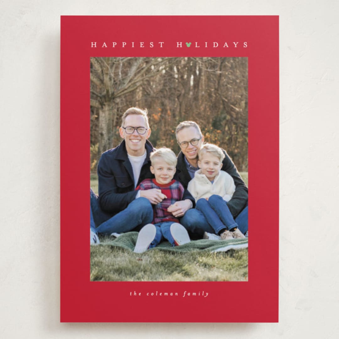 "Disney Mickey Mouse Minimalist Mickey" - Holiday Cards in Santa by Angela Garrick - Front