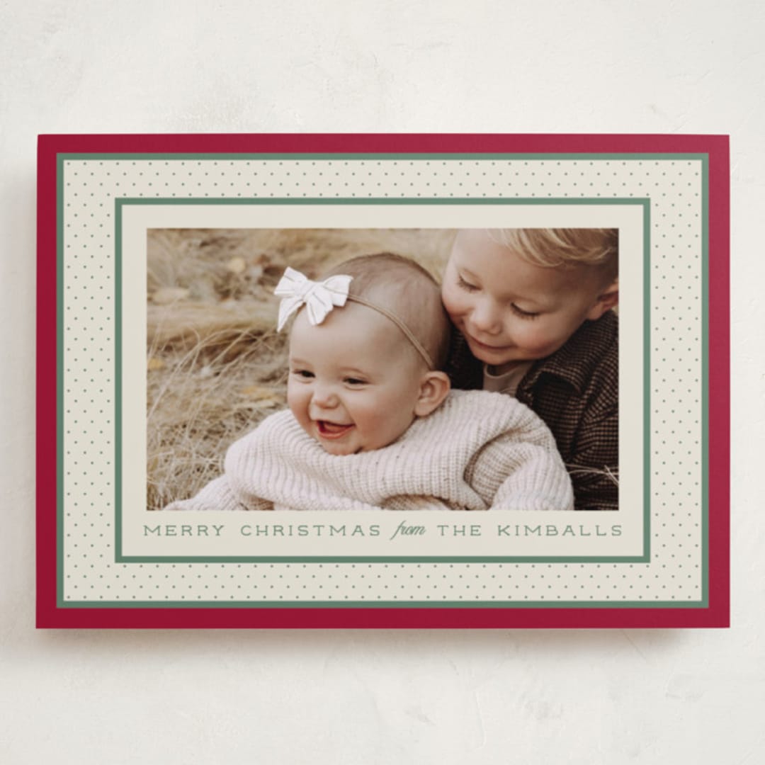 "Polka Dot Frame" - Holiday Cards in Stocking by Robert and Stella - Front